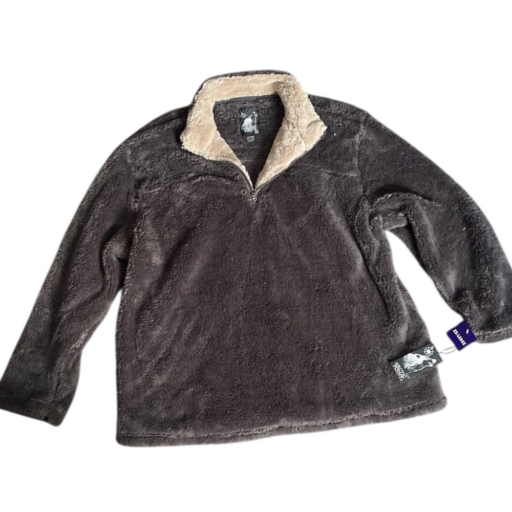 Arctic Point dark gray and tan half-zipper sherpa pullover size XXL